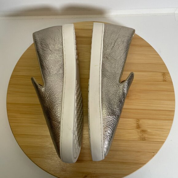 BIRDIES Women 8.5 Gold Metallic The Swift Leather Slip On Sneaker Loafers - Picture 7 of 9